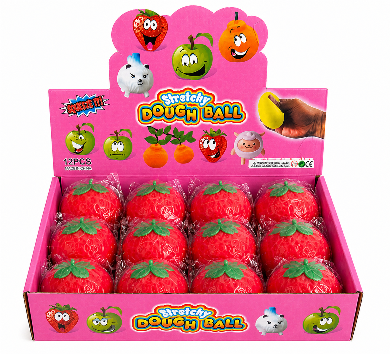 Strawberry Dough Ball Squishy – 12 Piece Display MSS1