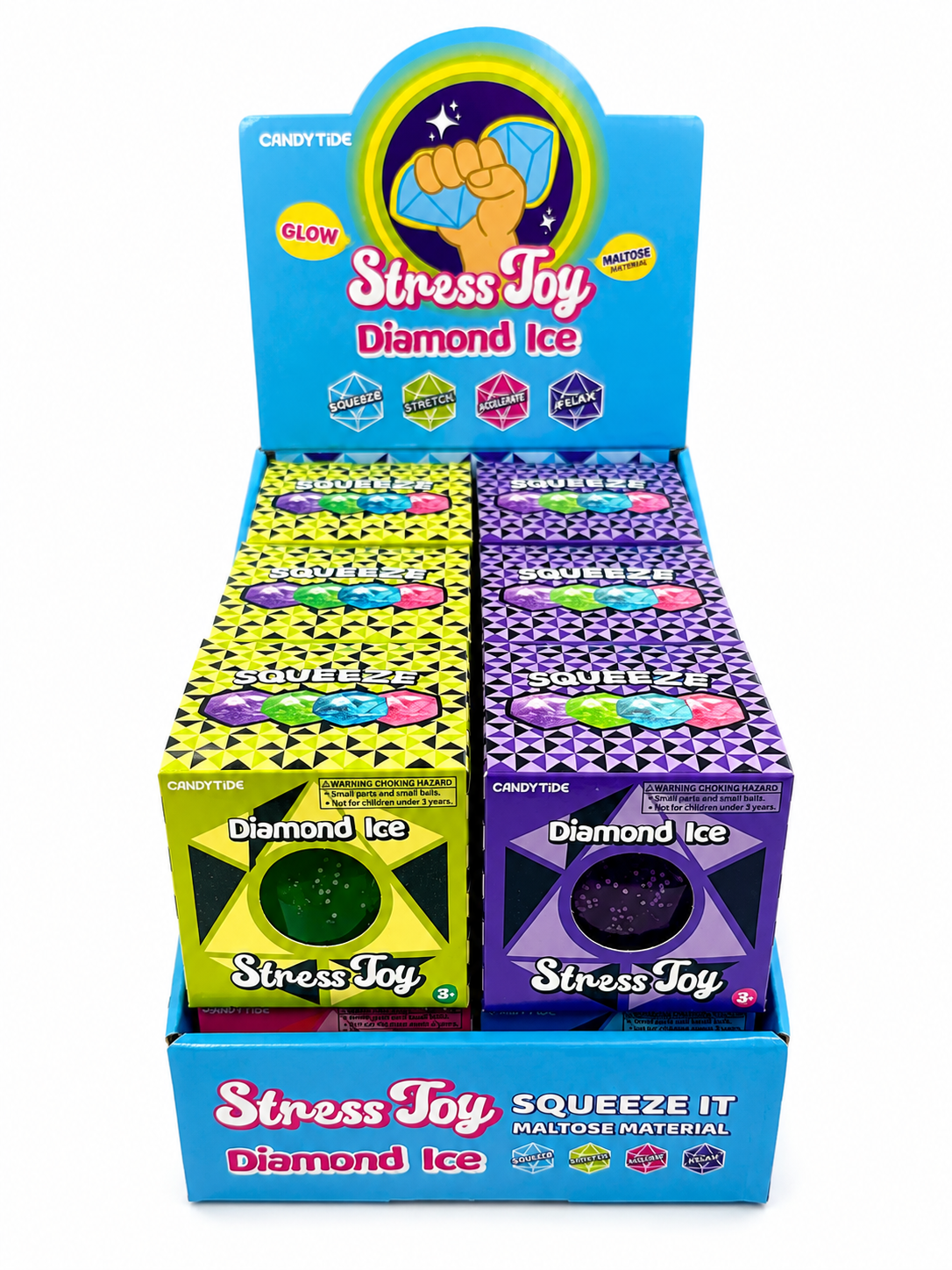 Diamond Ice Maltose Stress Toy – 12 PC Display MSND23