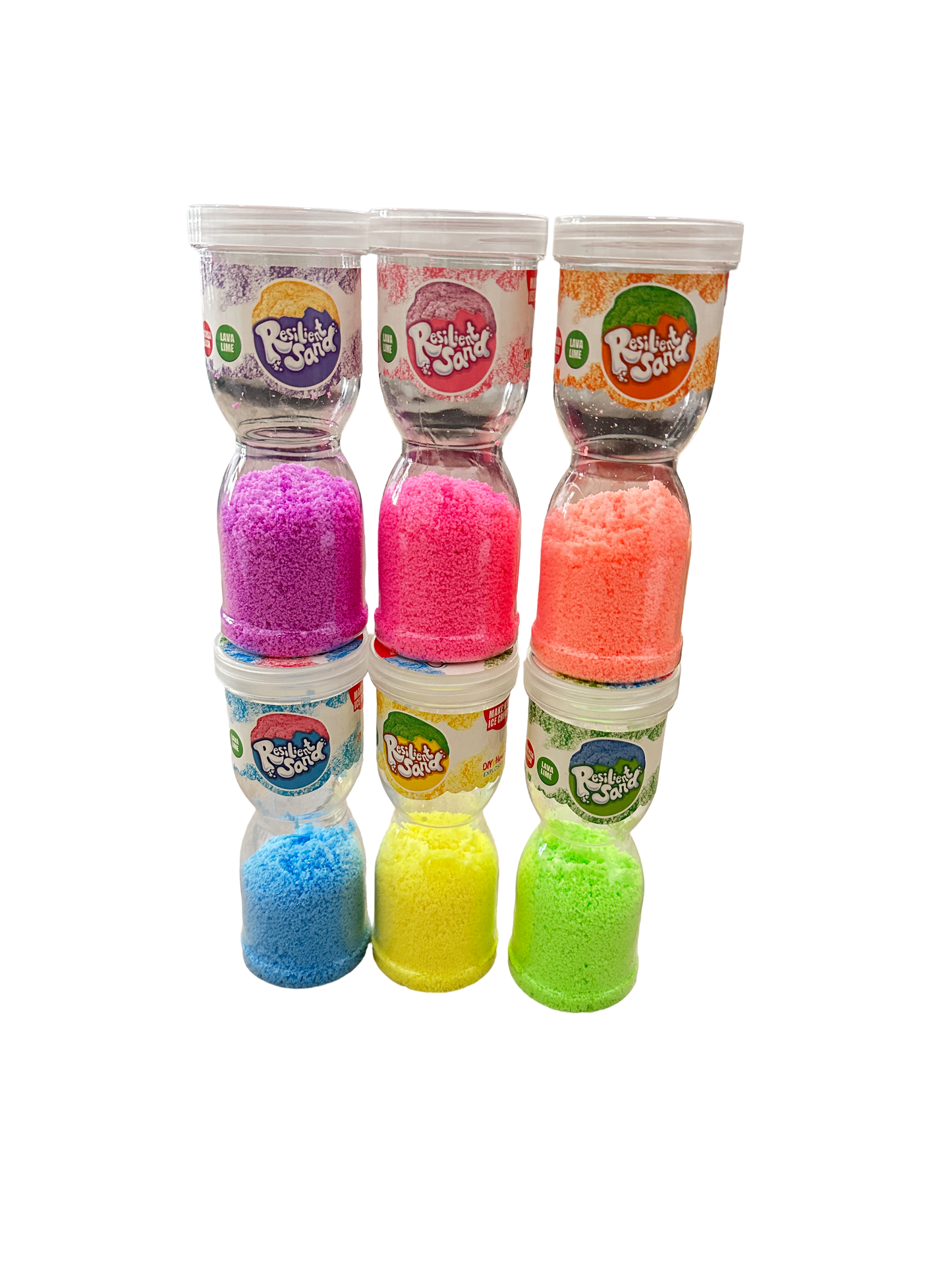 Resilient Sand Hourglass Play Set – Moldable Sensory Sand (12-Piece Display Assortment) RS01