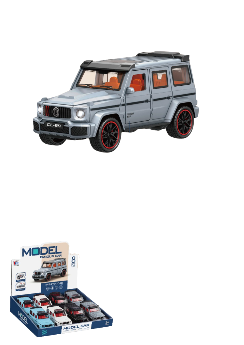 6” Die-Cast G63 style car – Assorted Colors w/ Counter Display With light and sound (8pc) MSG63