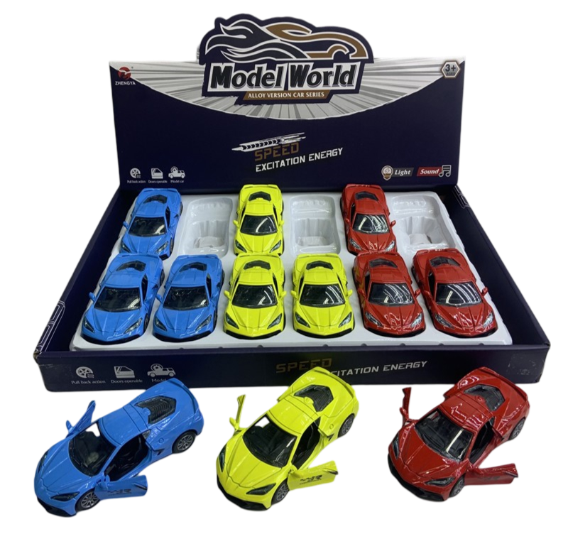 4" Die-Cast Corvette Toy – 12 PC Display MSCVT
