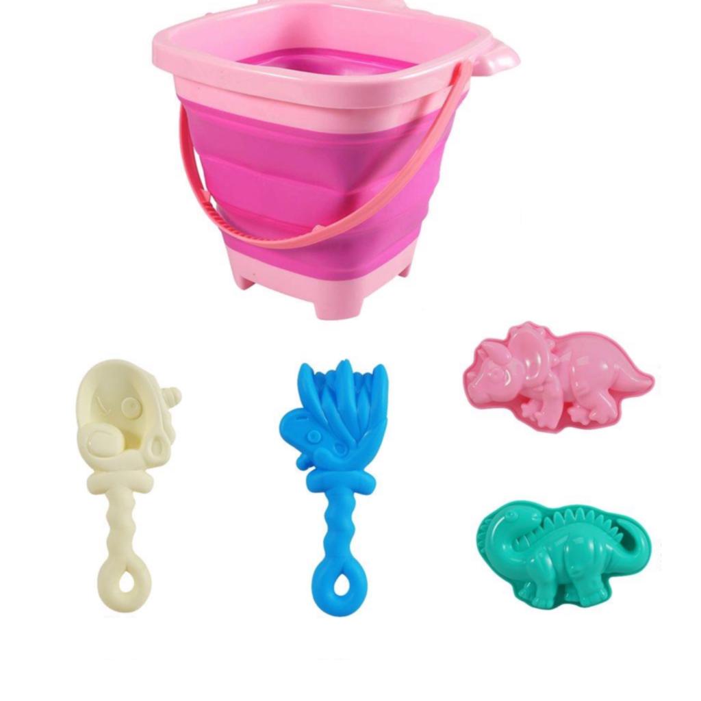 Kids Unicorn Beach Toy Set – Sand Tools & Folding Buckets (Assorted Colors) MSFBS2