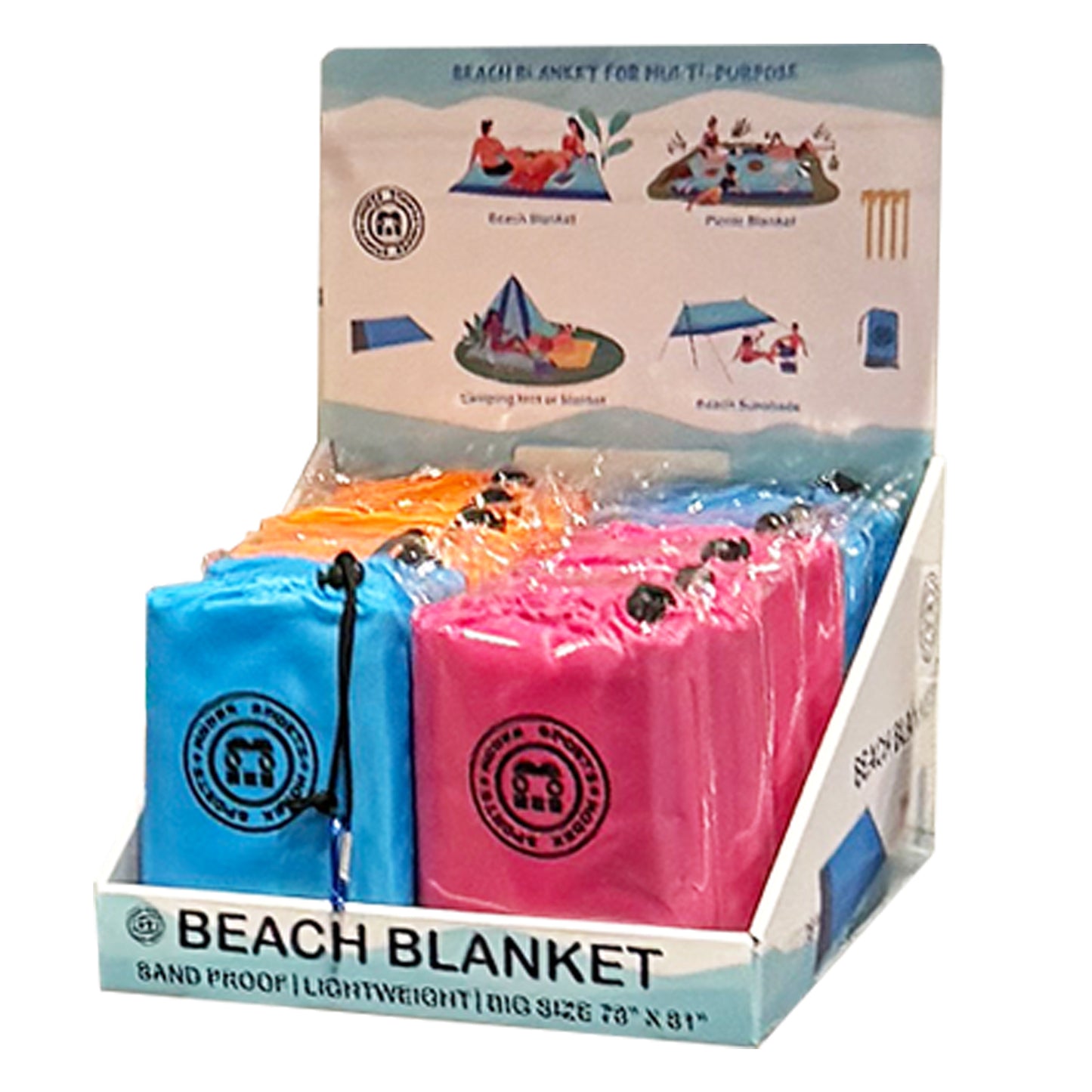 Sand-Free Beach Mat with Carry Bag – 12PC Display MSNBM