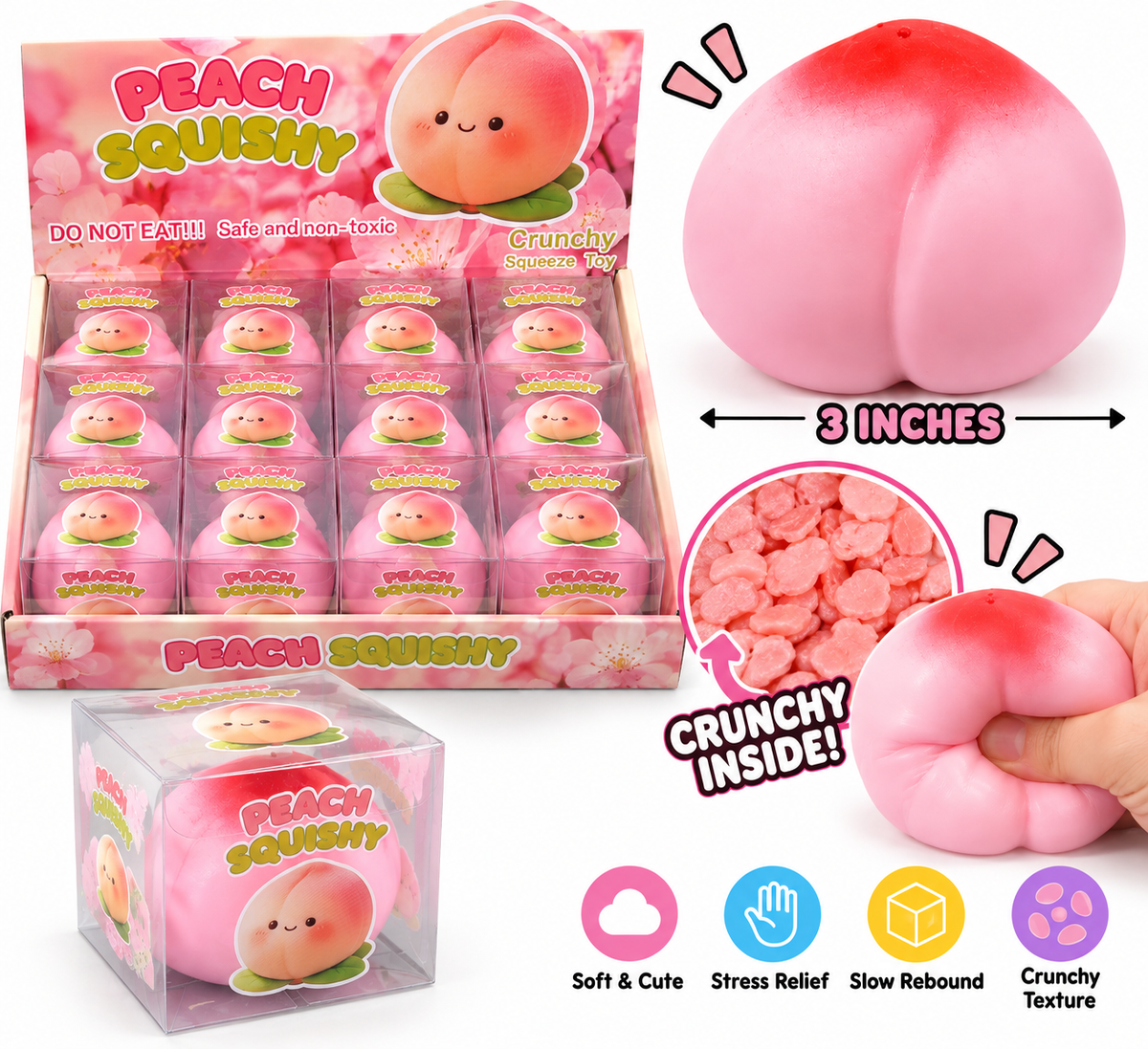 3” Crunchy Peach Squishy MSS55