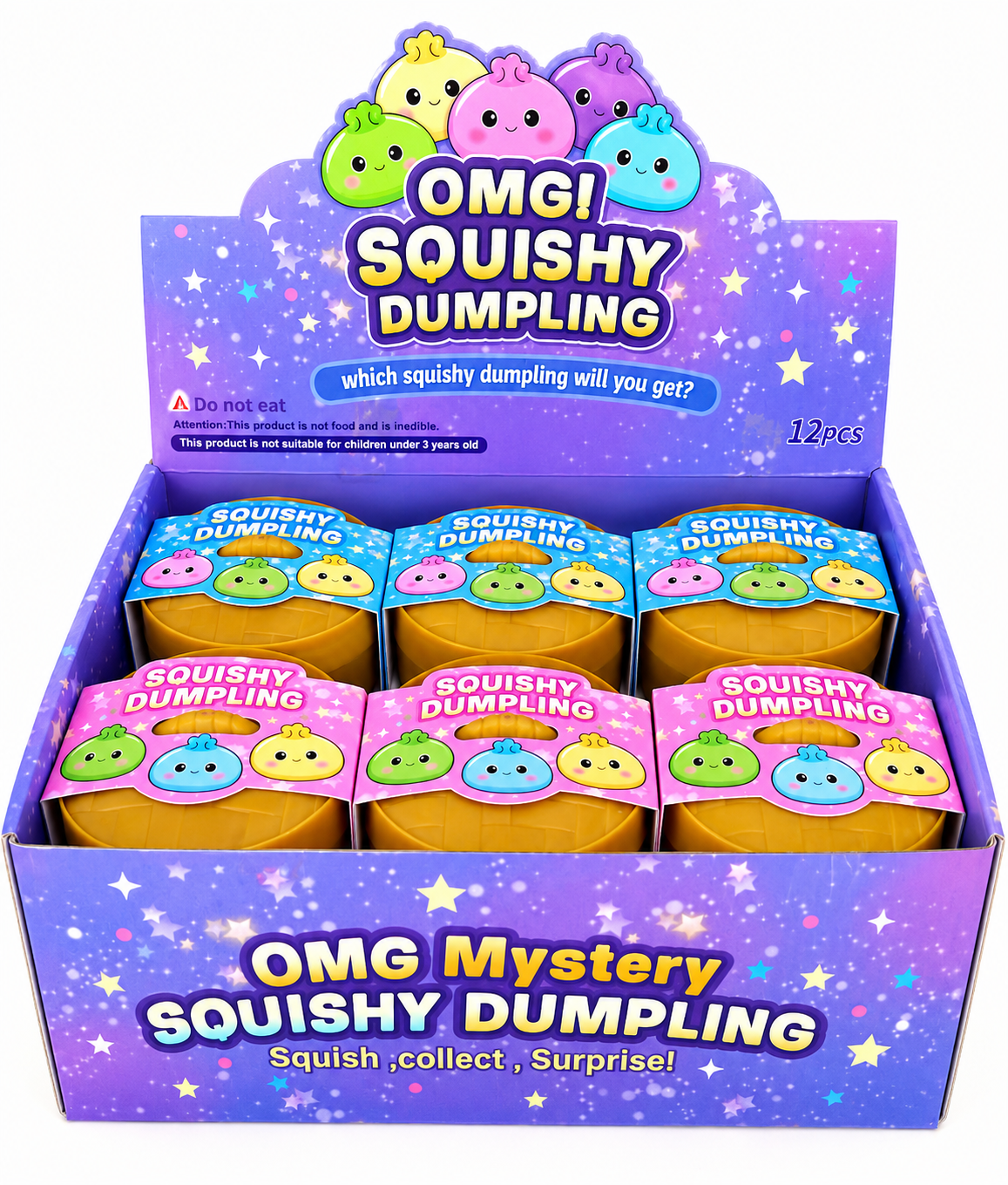 OMG Mystery Water Filled Glitter Squishy Dumpling- 12 PC DISPLAY MSDS8