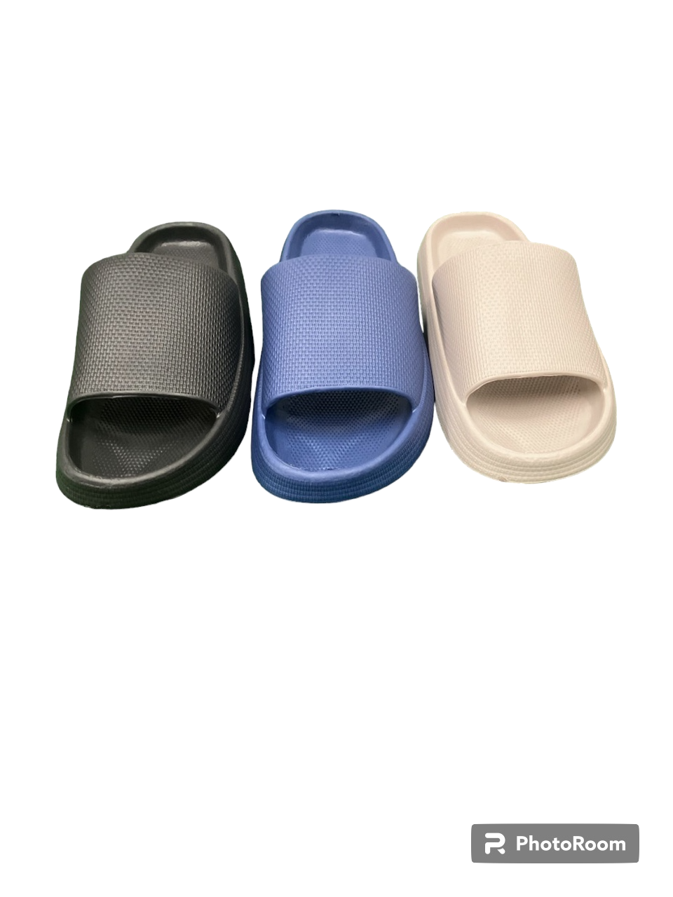Comfort Slide Sandals – Assorted Colors (Black / Blue / Beige) – Hanger Pack MN-02