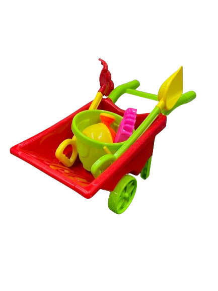 Beach Wheelbarrow Sand Play Set – 6 Piece Assorted Colors BS04