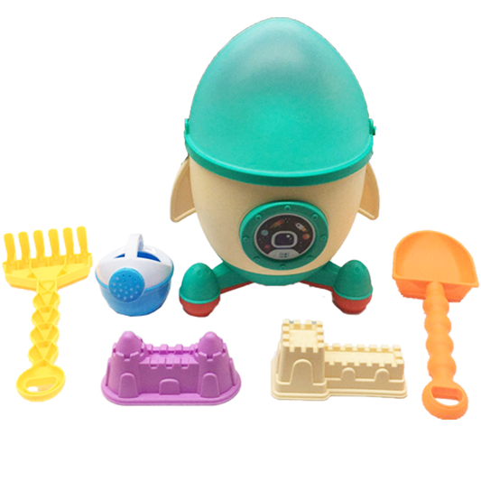 Rocket Ship Beach Play Set – 7 Piece Sand Toy Set BS07