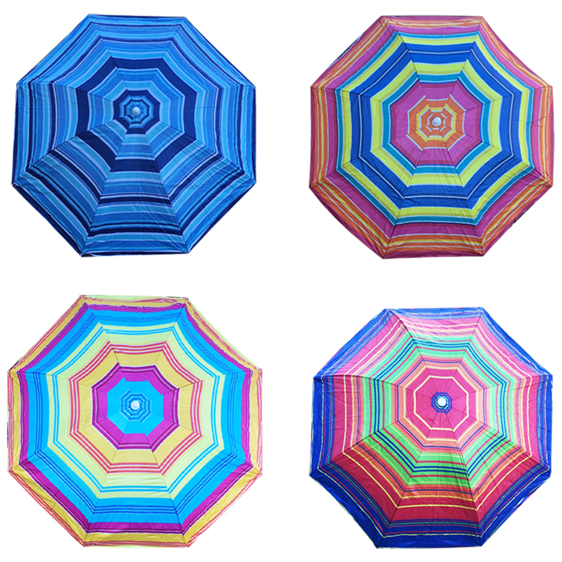 6' Beach Umbrella – Thin Pole – Assorted Striped Colors MSBU-01