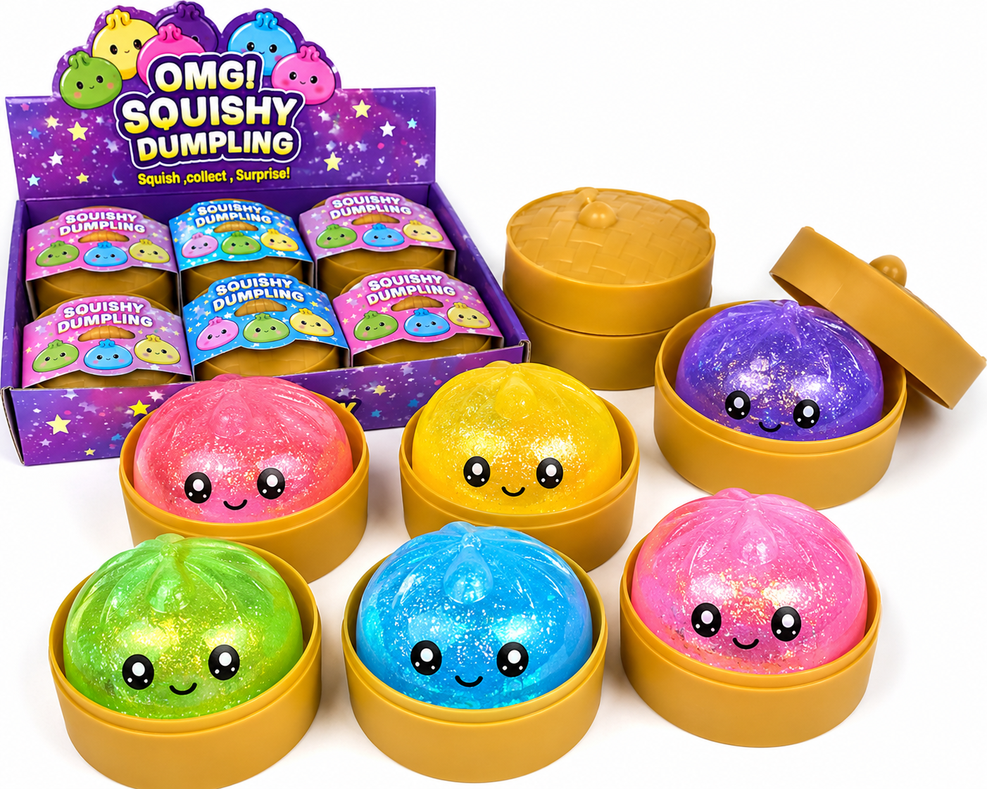 OMG Mystery Water Filled Glitter Squishy Dumpling- 12 PC DISPLAY MSDS8
