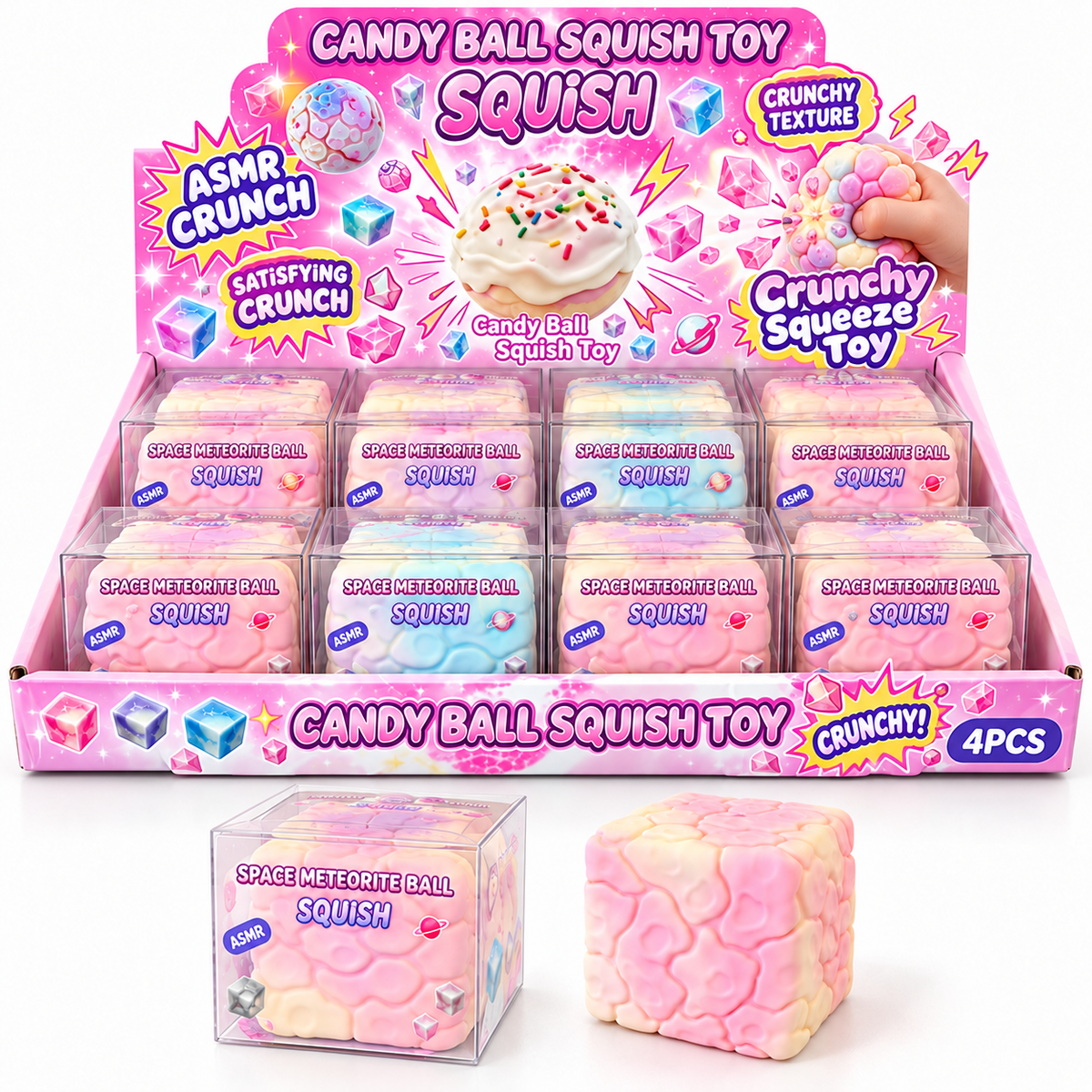 2" Candy Crunchy Squishy Toy – Space Meteorite Cube MSS52