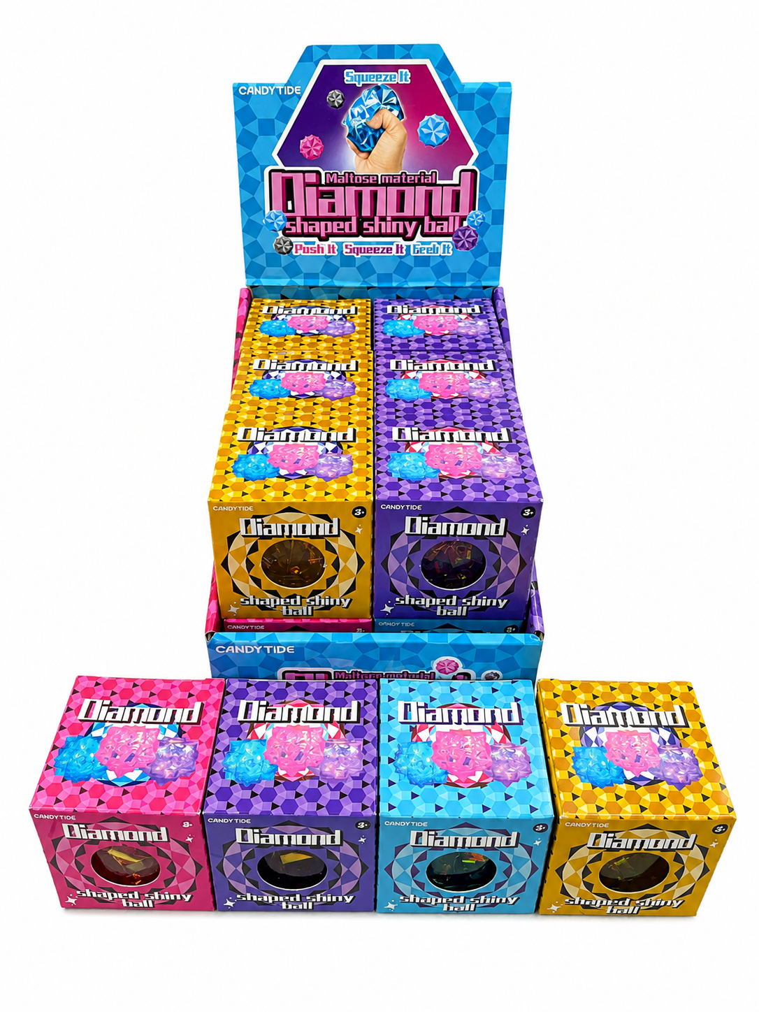 Maltose Diamond Squishy Ball – 12 PC Display MSND24