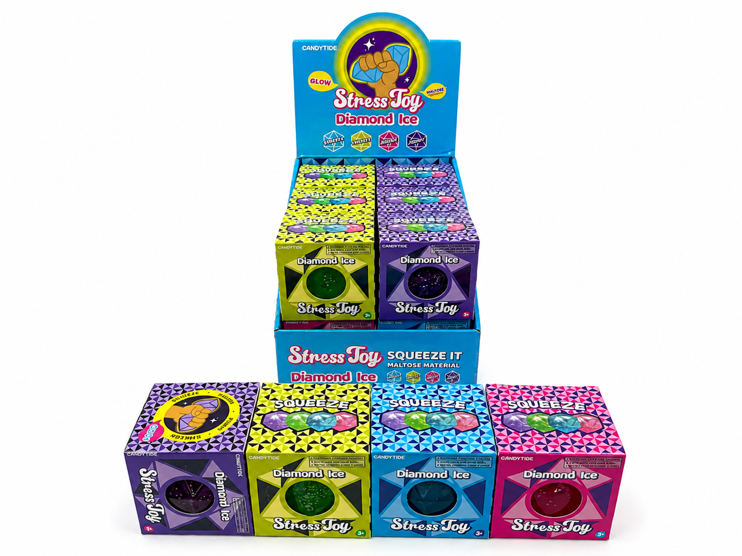 Diamond Ice Maltose Stress Toy – 12 PC Display MSND23
