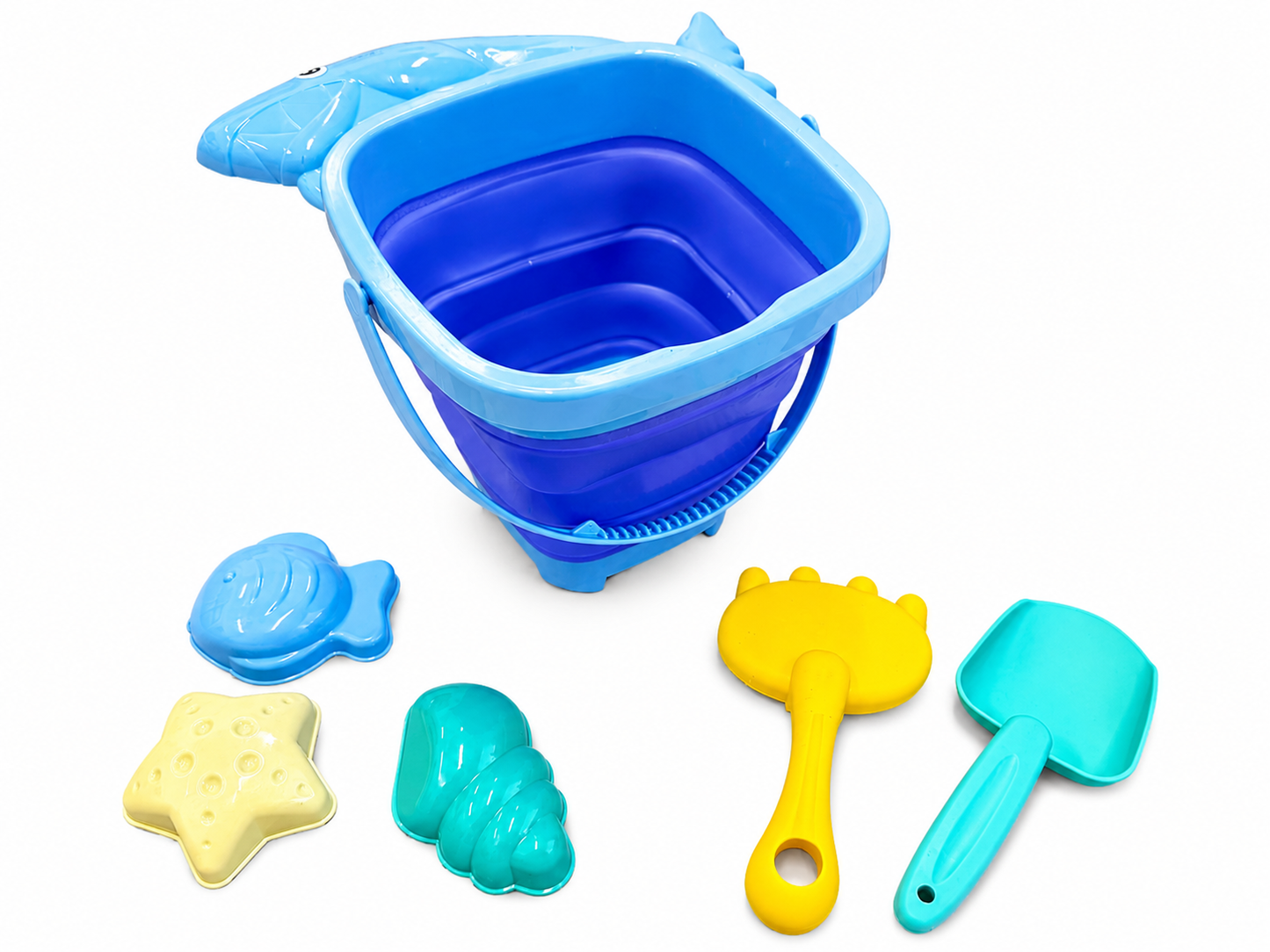 Shark Folding Beach Toy Set – 6 Piece Set (Assorted Colors) MSFBS3