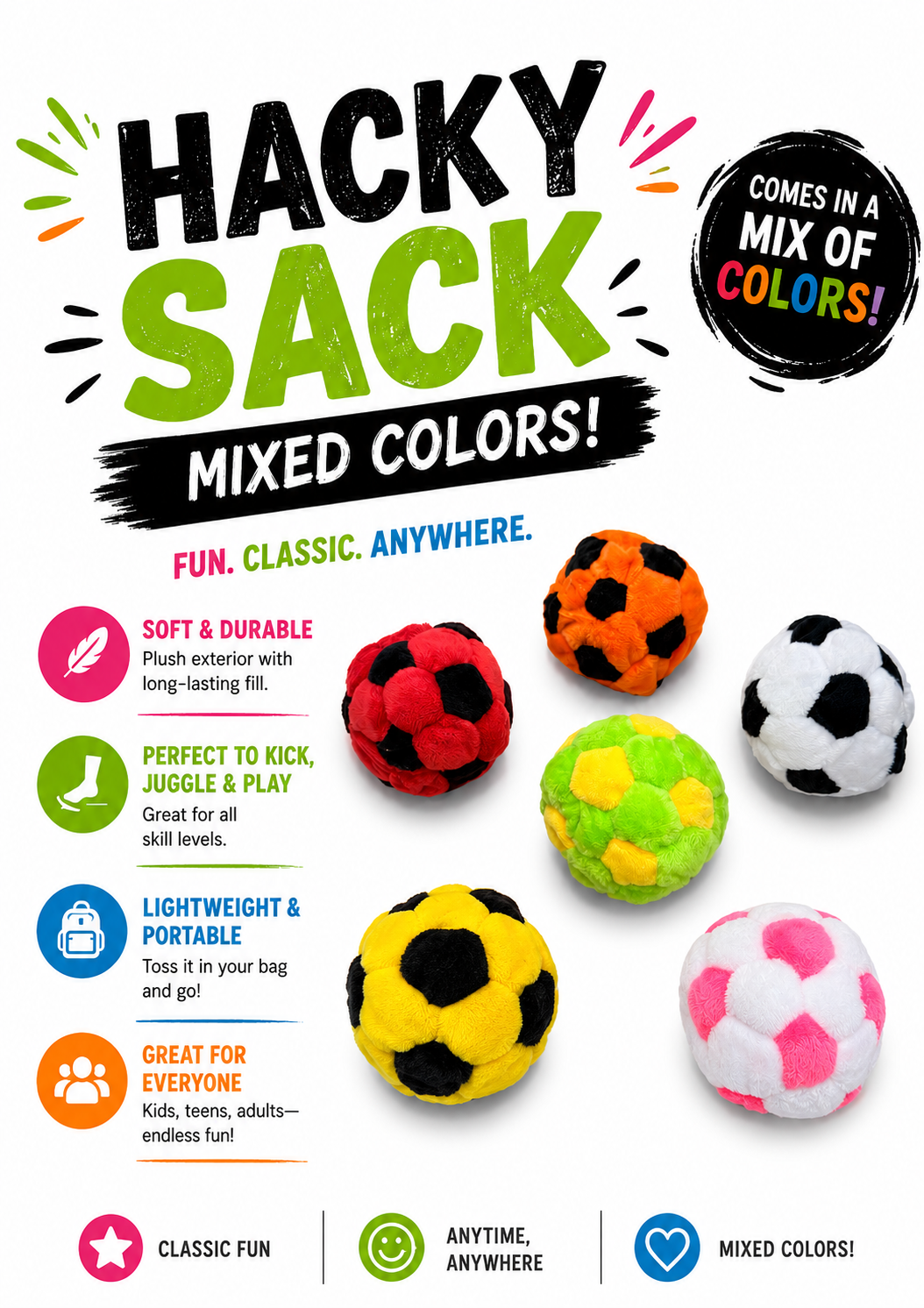Plush Hacky Sack – Mixed Colors MSHS4