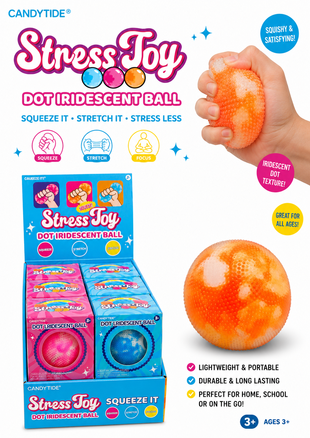 Dot Iridescent Stress Ball PDQ Display (12 Piece) MSND14