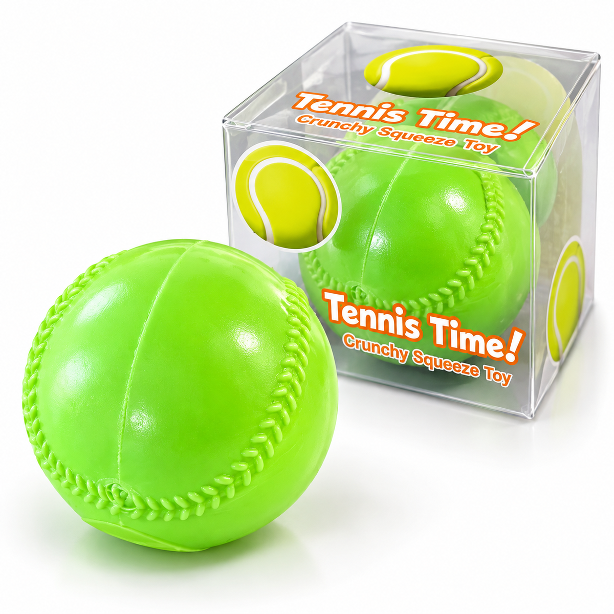 2" Crunchy Tennis Ball Squeeze Toy – Tennis Time! MSS53