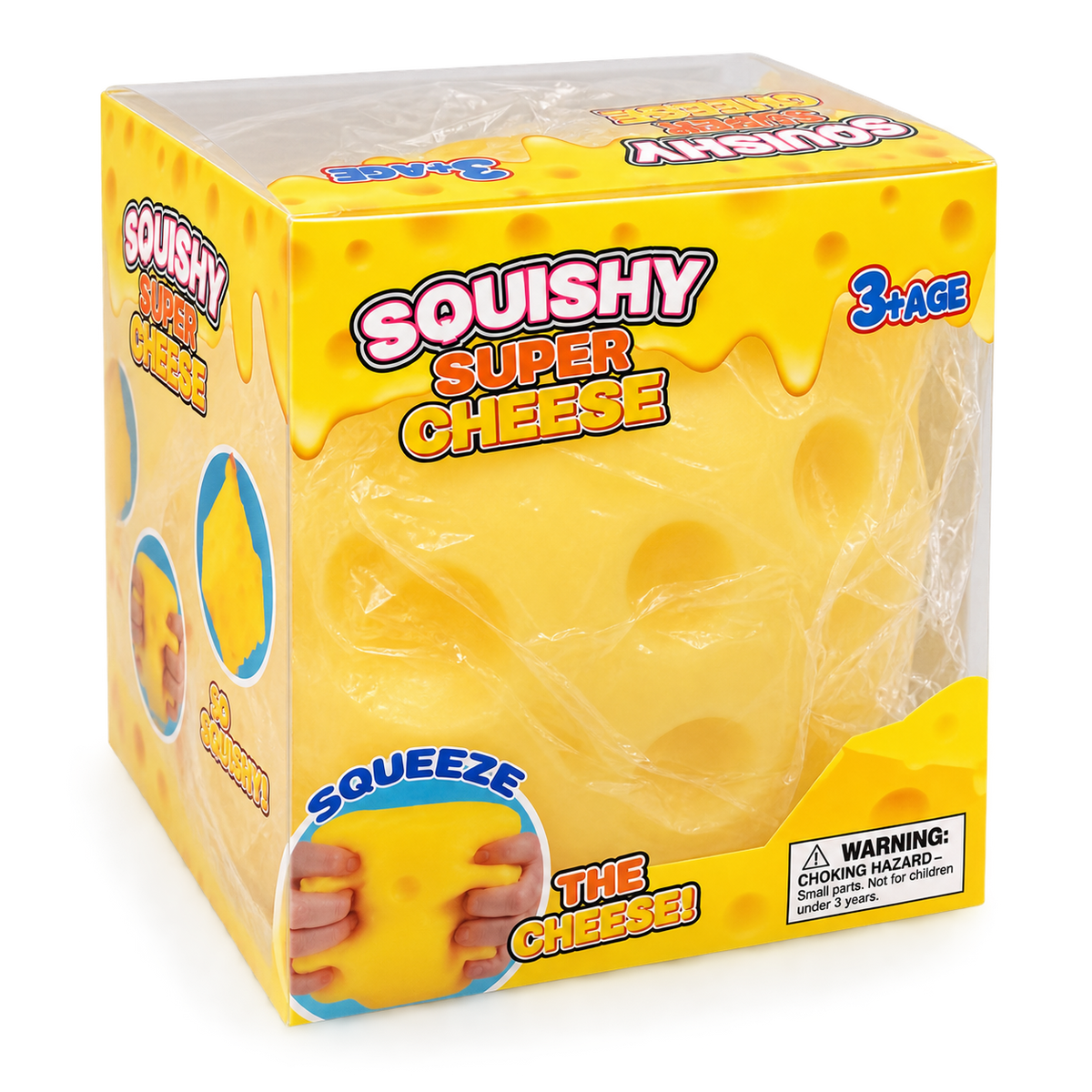 X-Large 4" Cheese Cube Squishy – Rubber Stress Toy with Soft Filling MSS8
