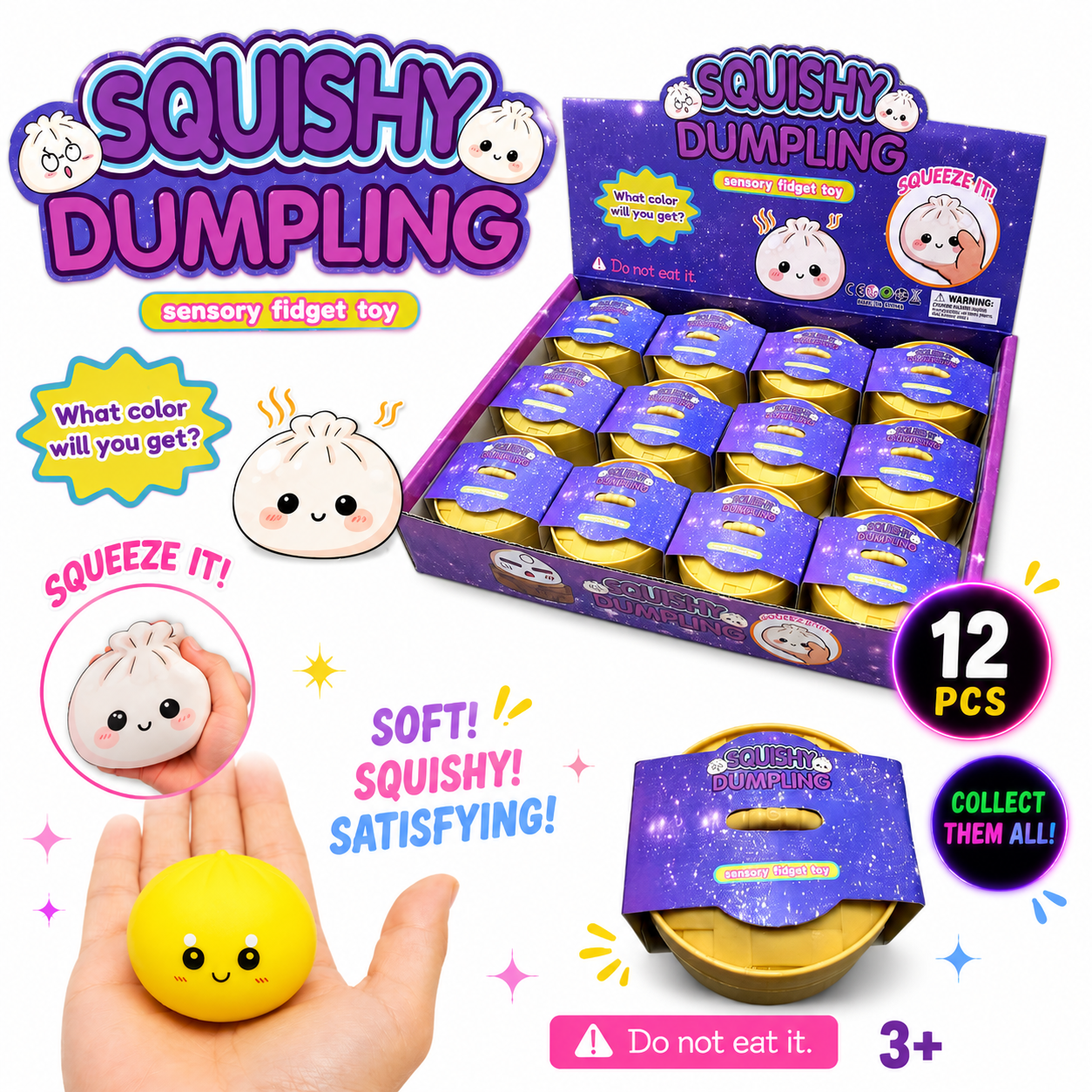 Mini Squishy Steam Bunz – Mystery Mini Dumplings (2 1/4") MSDS6