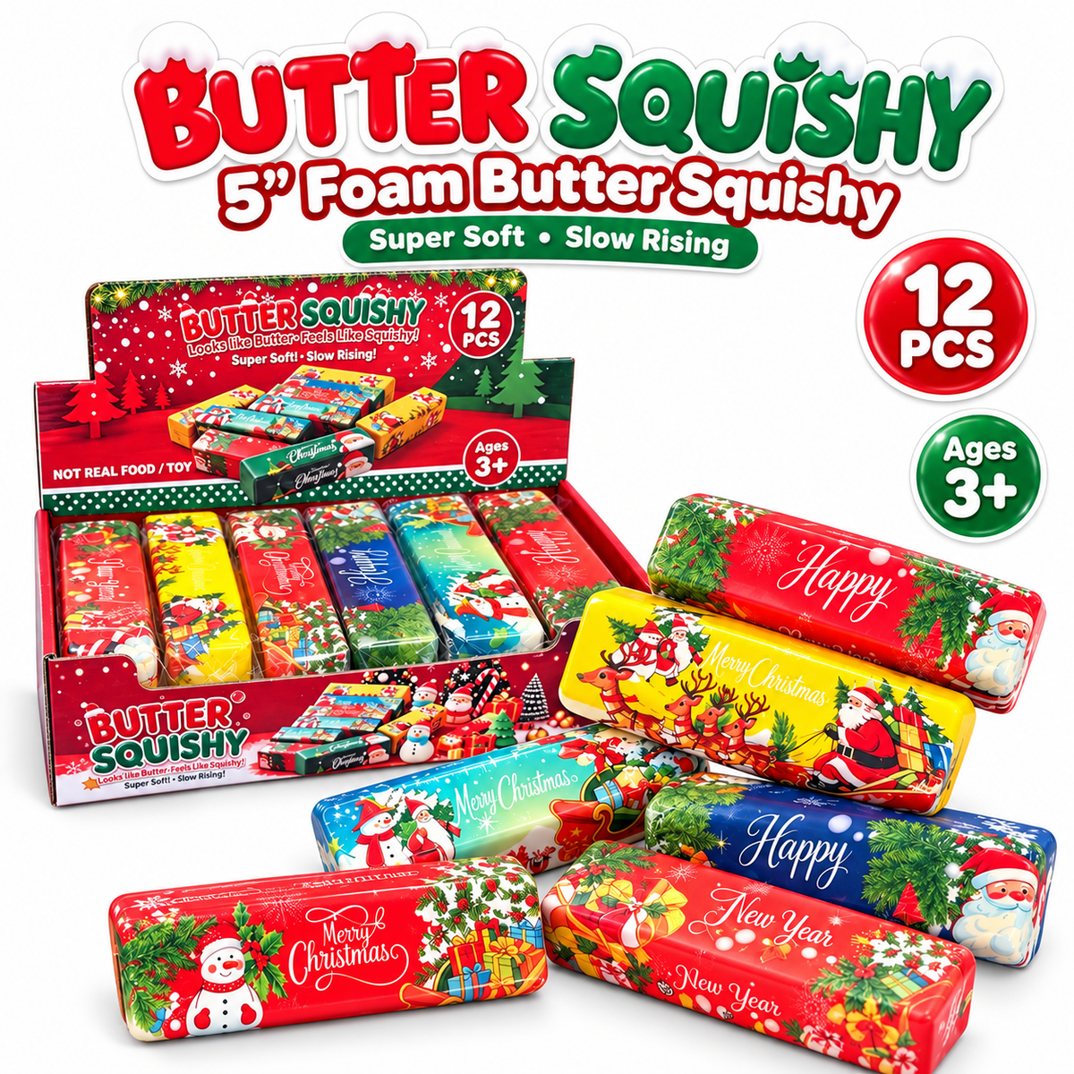 5" Christmas Butter Squishy – Foam Slow Rising Squishy MSUSB-C5