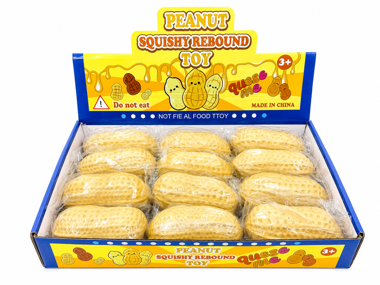 Ultra Squishy Peanut Stress Toy – 12 Piece Display MSDS2