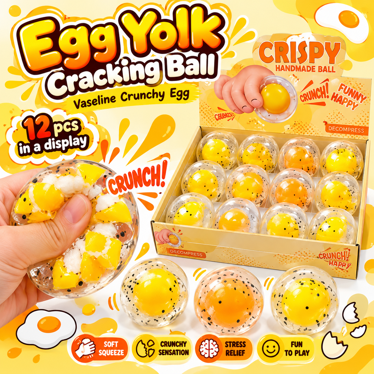Egg Yolk Cracking Ball – Crunchy Squishy Stress Toy MSS63