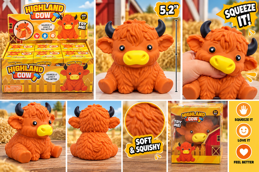 5” Highland Cow XL Squishy – Assorted Colors MSS59