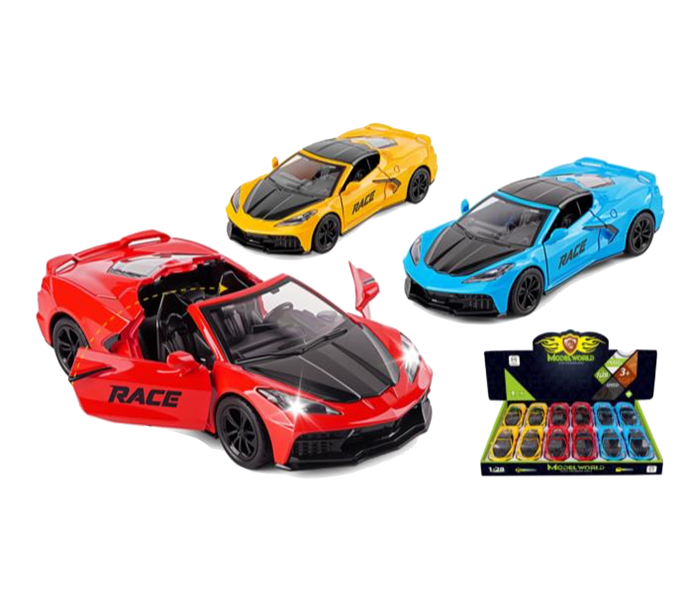 6" Corvette Die-Cast Car – 12 PC Display MSCVT1