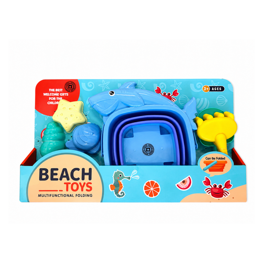 Shark Folding Beach Toy Set – 6 Piece Set (Assorted Colors) MSFBS3