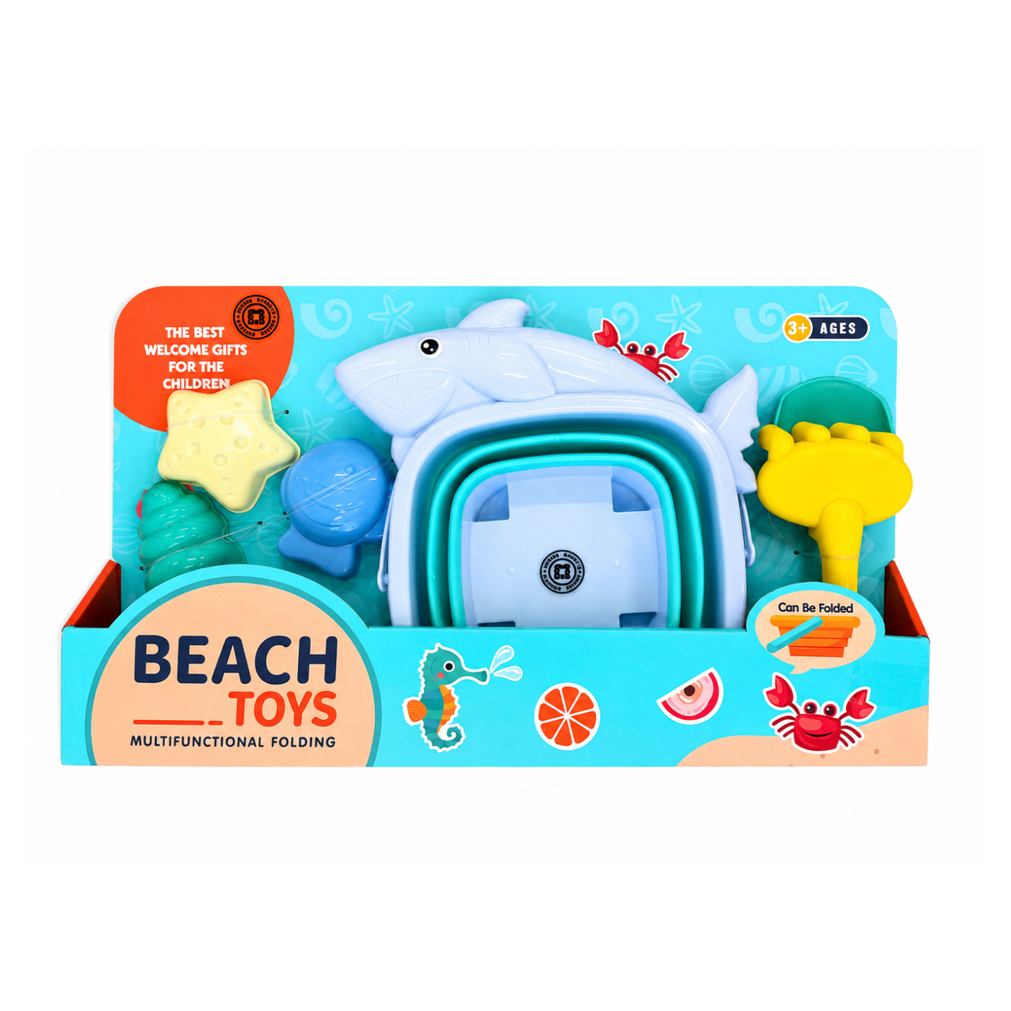 Shark Folding Beach Toy Set – 6 Piece Set (Assorted Colors) MSFBS3