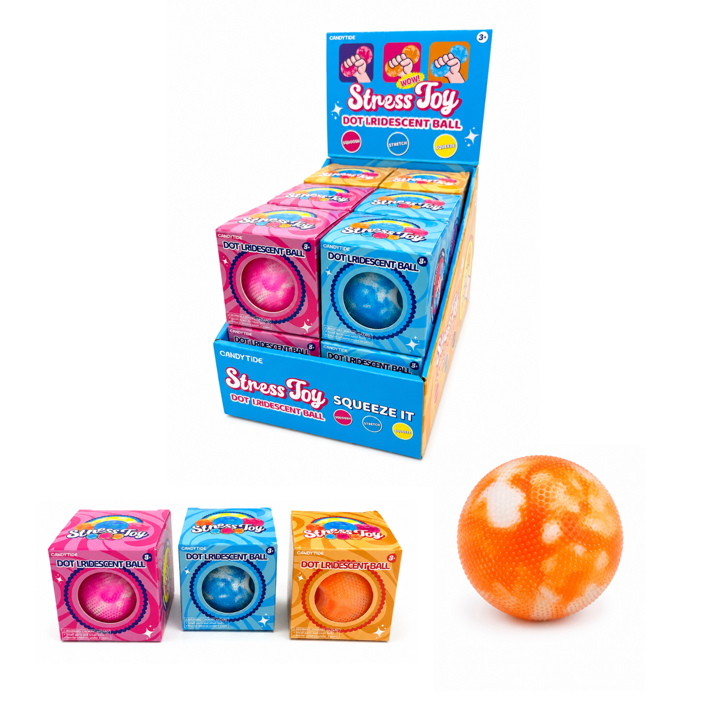 Dot Iridescent Stress Ball PDQ Display (12 Piece) MSND14