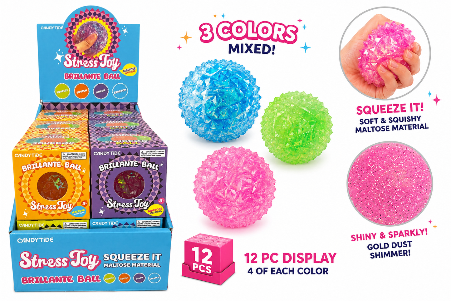 Brillante Ball Stress Toy Display MSND20