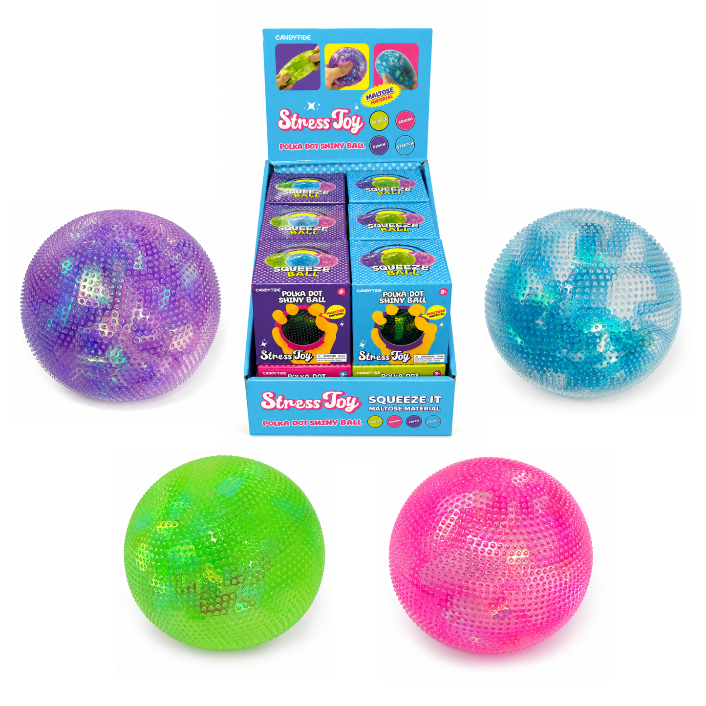 Polka Dot Shiny Ball Stress Toy MSND21