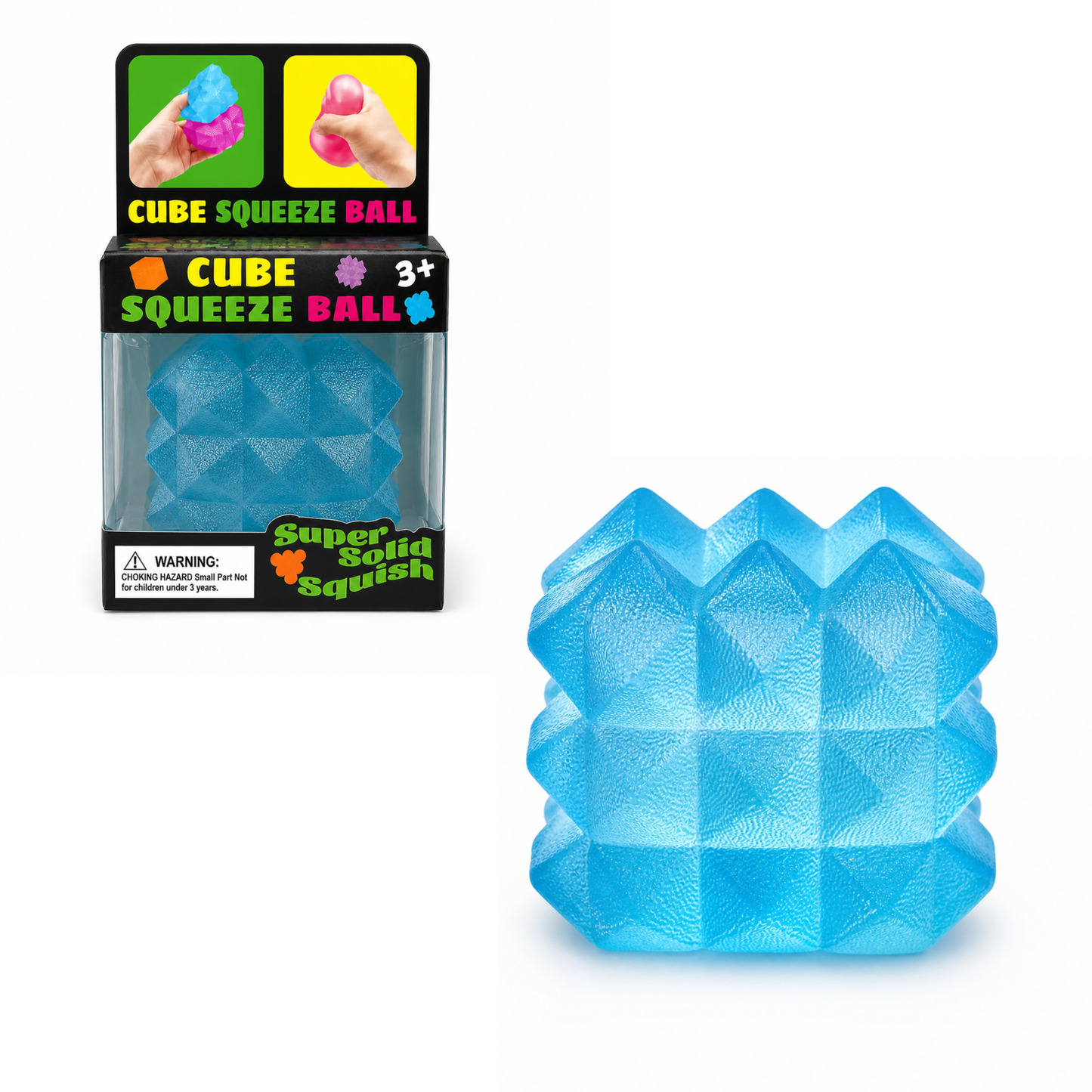 Cube Spike Squeeze Ball – Super Solid Squish (Blue) MSND8