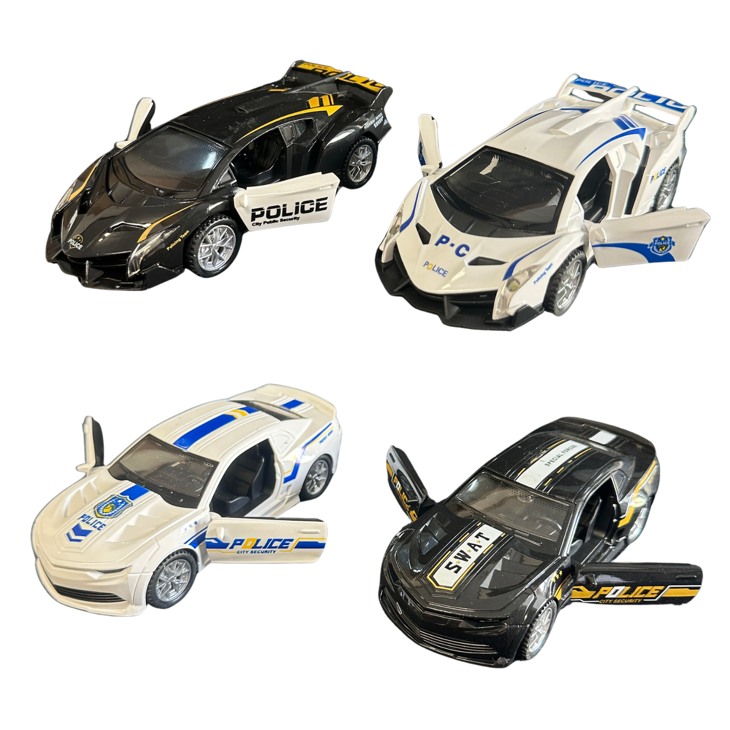 6" Friction Power Die-Cast Police Cars – Light and Sound MSPCM