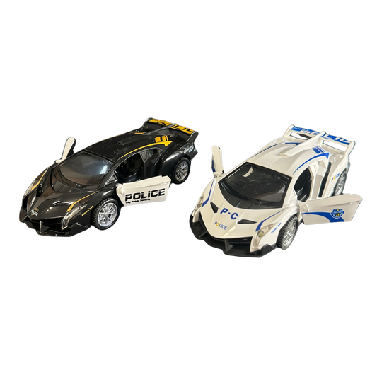 6" Friction Power Die-Cast Police Cars – Light and Sound MSPCM