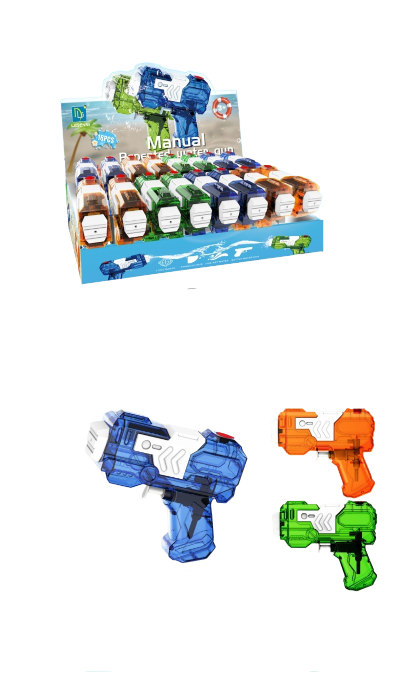 Manual Handheld Water Pistol Squirter – Assorted Colors (16-Piece Display) MSWP2