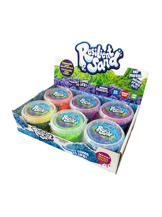 Resilient Sand Moldable Play Sand – Assorted Colors w/ Counter Display (6 Buckets) RS02