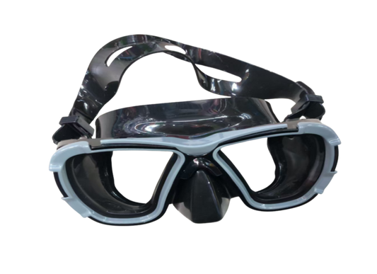 Adult Dive & Snorkel Mask – Wide View Silicone Seal, Black MS8103