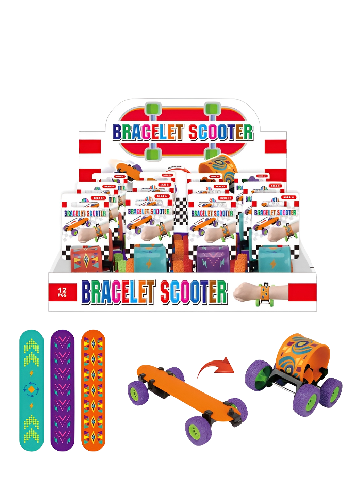 8" Snap Bracelet Scooter – 12 PC Display MSBCT8