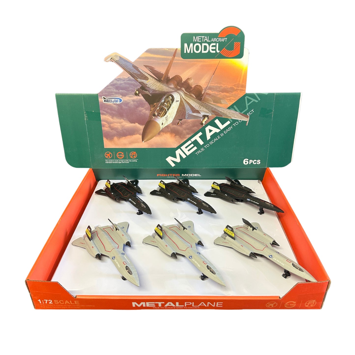 8.5" SR-71 Blackbird Die-Cast Jet – Pull Back Fighter (Display Assortment) MSBLKB