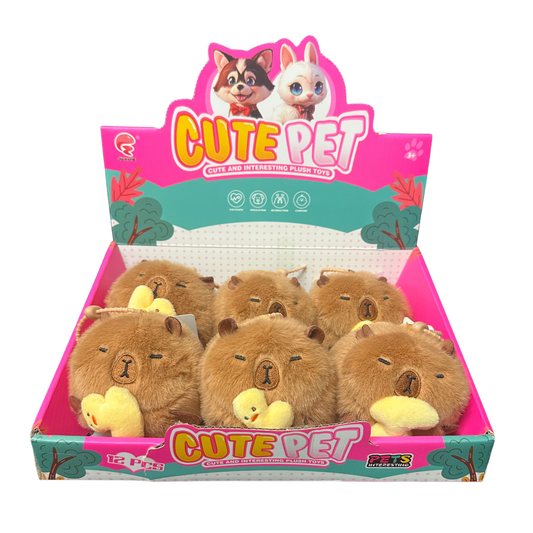 Capybara Plush Pull-String Toy – Spinning Tail Action (6 PCS Display) MSCB1