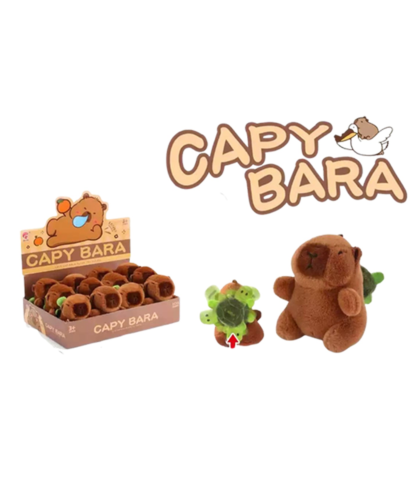 Capybara Plush with Spinning Turtle – Pull String Action 12 pc in display MSCB2