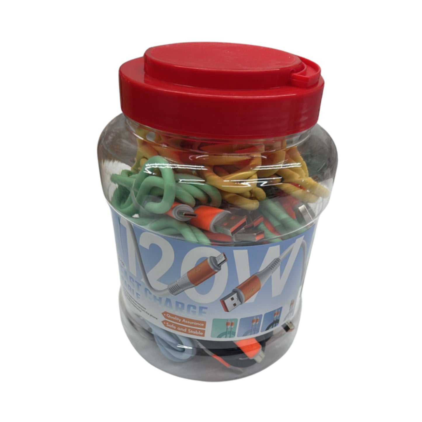 USB-A to Lightning Charging Cable – 20pc Jar Display (Assorted Colors) MSCBAL
