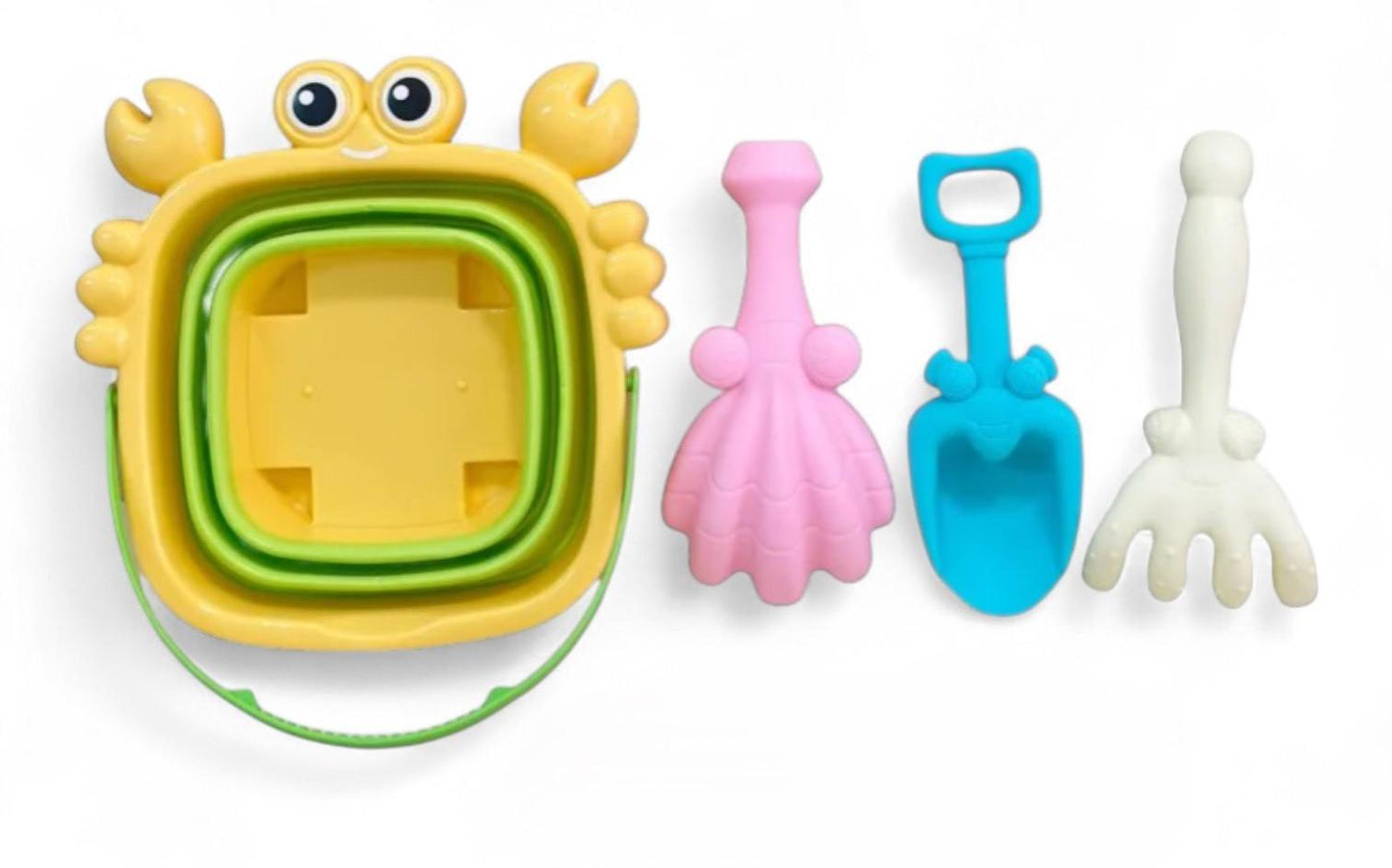 Kids Beach Toy Set CRAB – Sand Shovels & Folding Buckets (Assorted Colors) MSFBS1