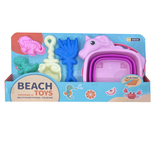 Kids Unicorn Beach Toy Set – Sand Tools & Folding Buckets (Assorted Colors) MSFBS2