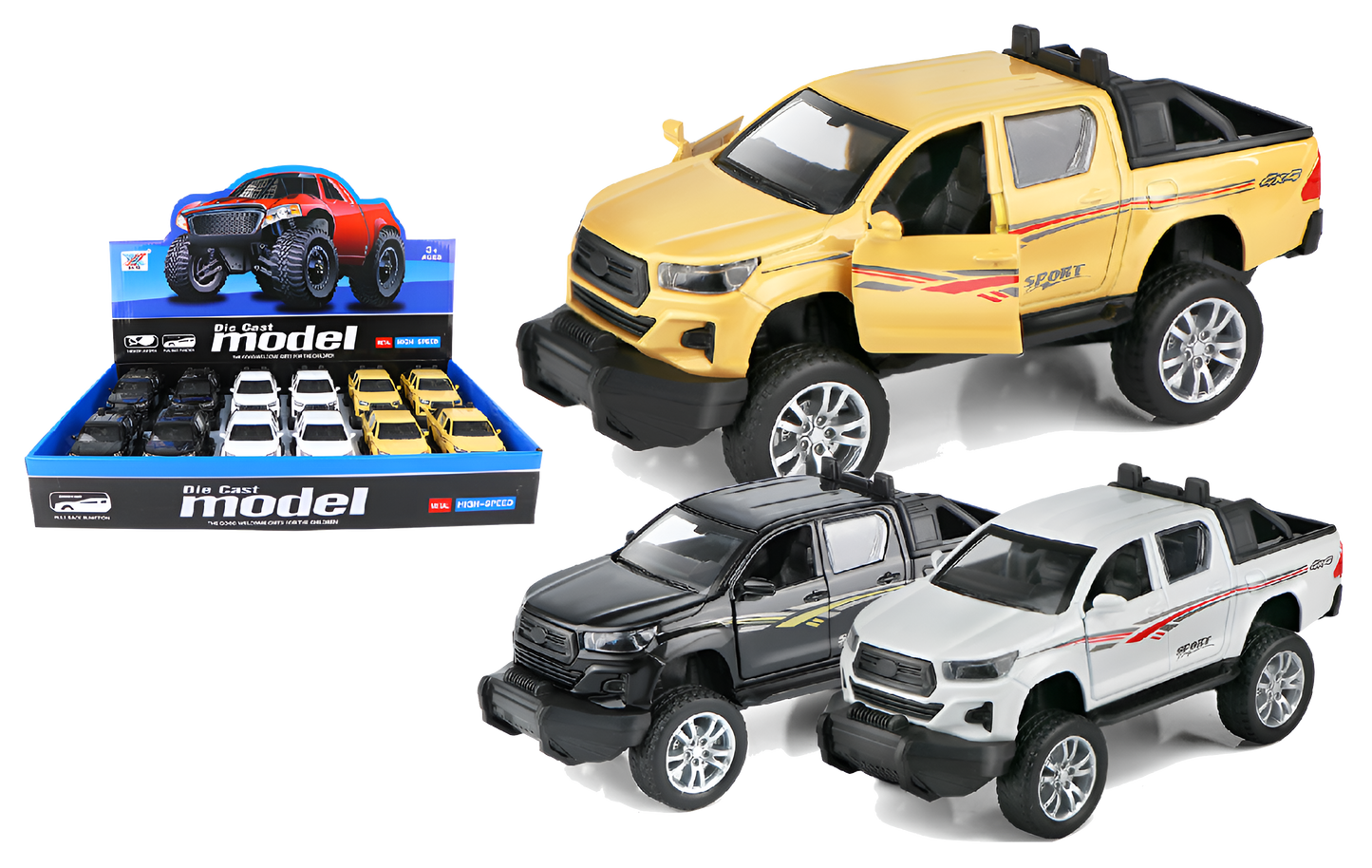 4” Die-Cast Pickup Truck – Assorted Colors w/ Counter Display MSPICKUP