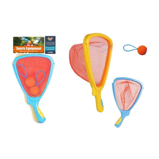 Kids Catch Ball Game Set Sling Racket– Paddle & Ball w/ Net Bag MSSR